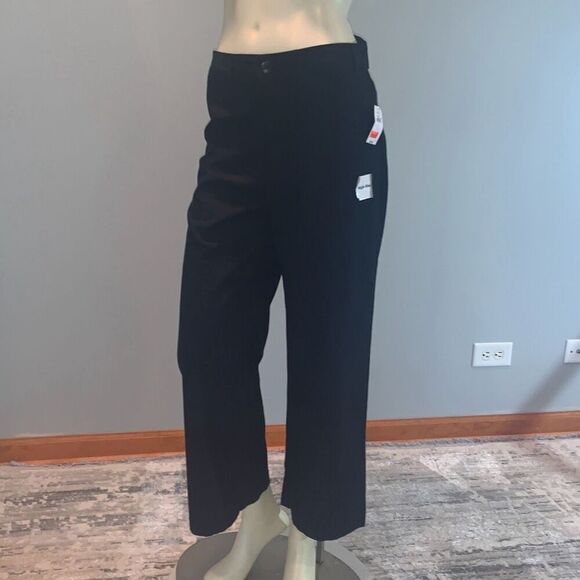 NWT Old Navy Black High Rise Wide Leg Khaki Pants Size 8 - Picture 1 of 16
